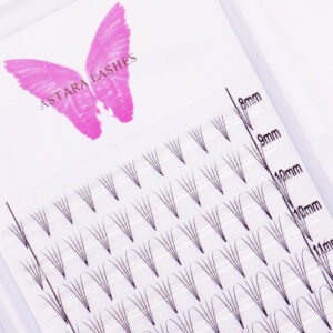 4D point base premade lash fans in Astara Lashes tray